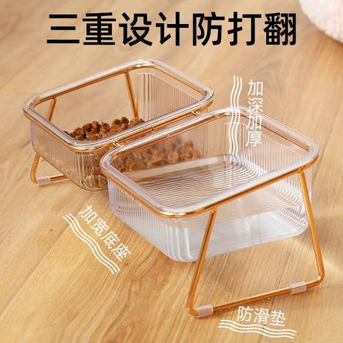 猫碗保护颈椎防打翻双碗狗猫咪食盆宠物喝水一体护颈饭碗粮碗高脚