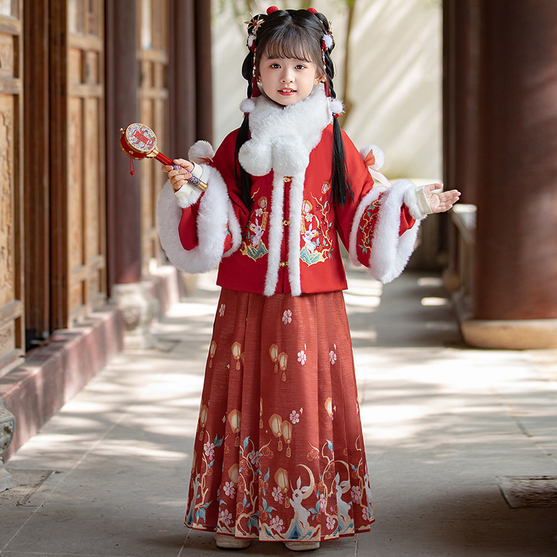 好货儿童汉服冬款女童拜年服2025龙年新款新年国风马面裙冬季春节