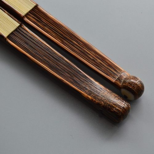 全棕竹和尚头折扇文玩天然黝黑全芯水滴头扇子七寸女空白扇95寸男