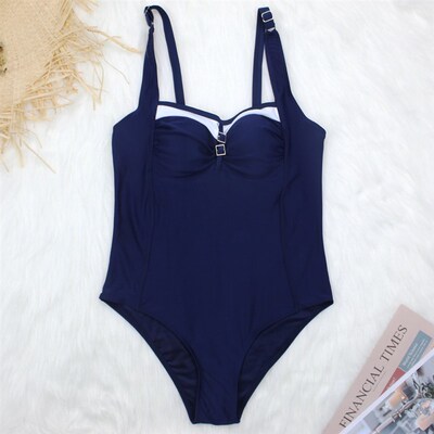 极速One Piece Swimsuit Women Plus Size Swimwear Solid Backle