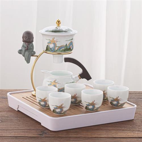 创意白瓷懒人茶具泡茶器全自动家用出水功夫茶盘茶杯套装送礼手工