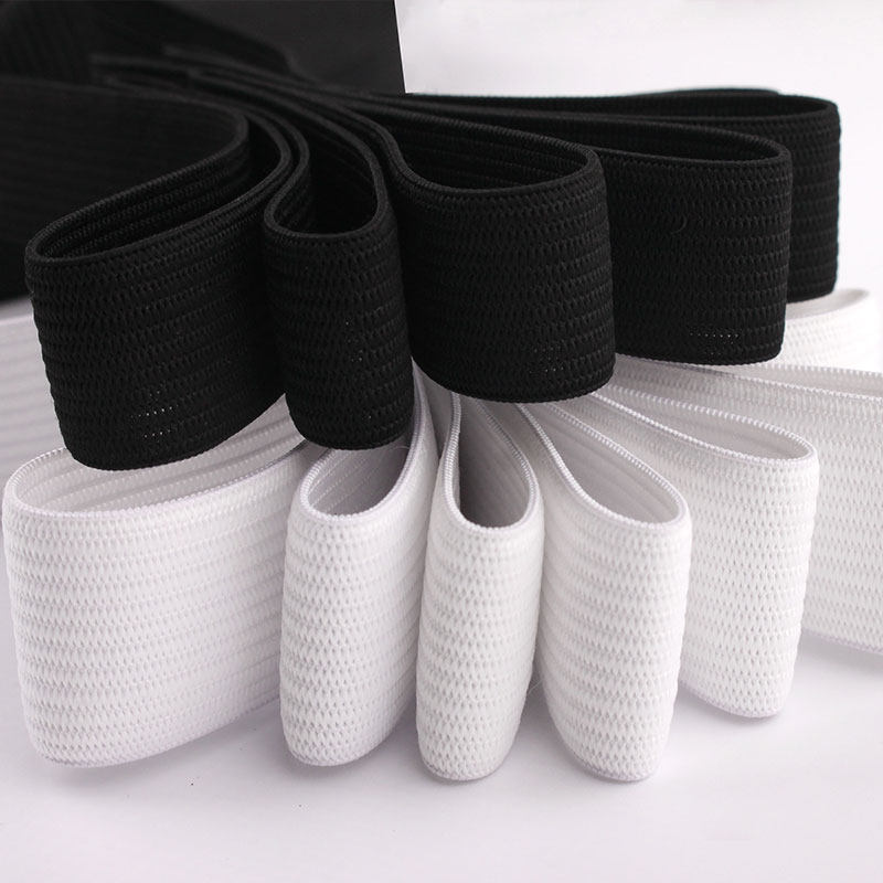 5M 3-50mm Flat Elastic Bands Black White Nylon Rubber Waist