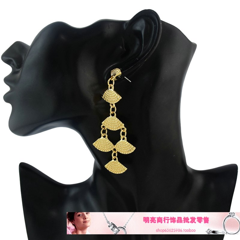 新款欧美时尚个性潮流扇形耳环 阿拉伯长版流苏耳饰 外贸