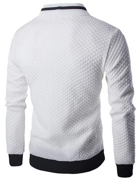 Mens Casual Plaid Cardigan Plush Zip Sweatshirt Stand Colla