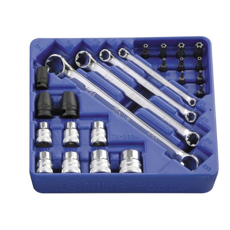 。工具1/4寸3/8寸24件套星形花型扳手套筒旋具组TX-2324