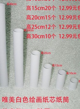 黄色白胚圆形纸管卷纸芯纸筒幼儿园创意手工diy 绘画益智搭建材料