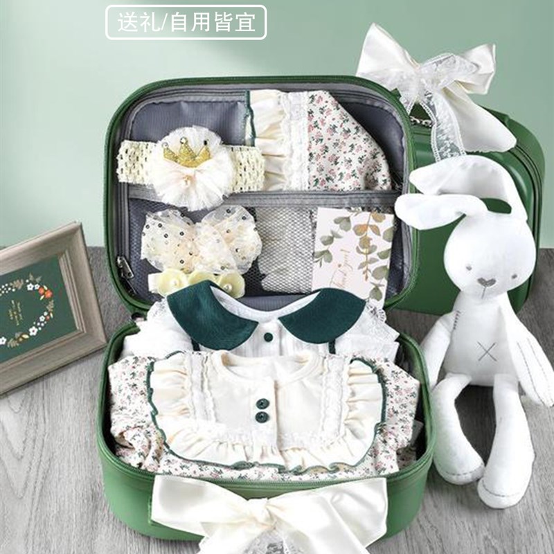 周岁礼服女宝宝百天宝宝衣服满月礼女孩森系女童套装新生婴儿礼盒