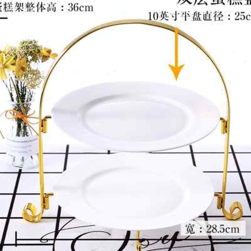 好货骨瓷双层水果盘欧式创意客厅多层蛋糕盘架子托盘陶瓷甜品台点