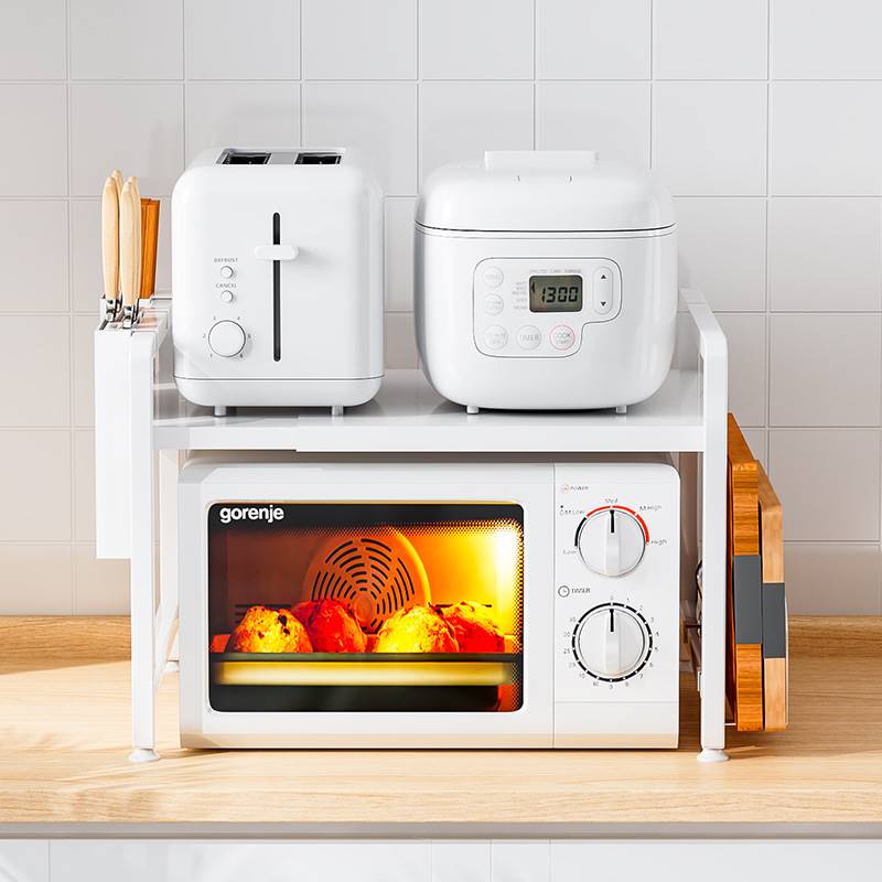 可伸缩厨房置物架微波炉烤箱架子家用多层桌面电饭锅调料收纳层架