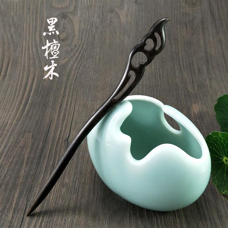 手工复古风简约黑檀木发簪盘发汉服发饰头饰品民族风木质簪子