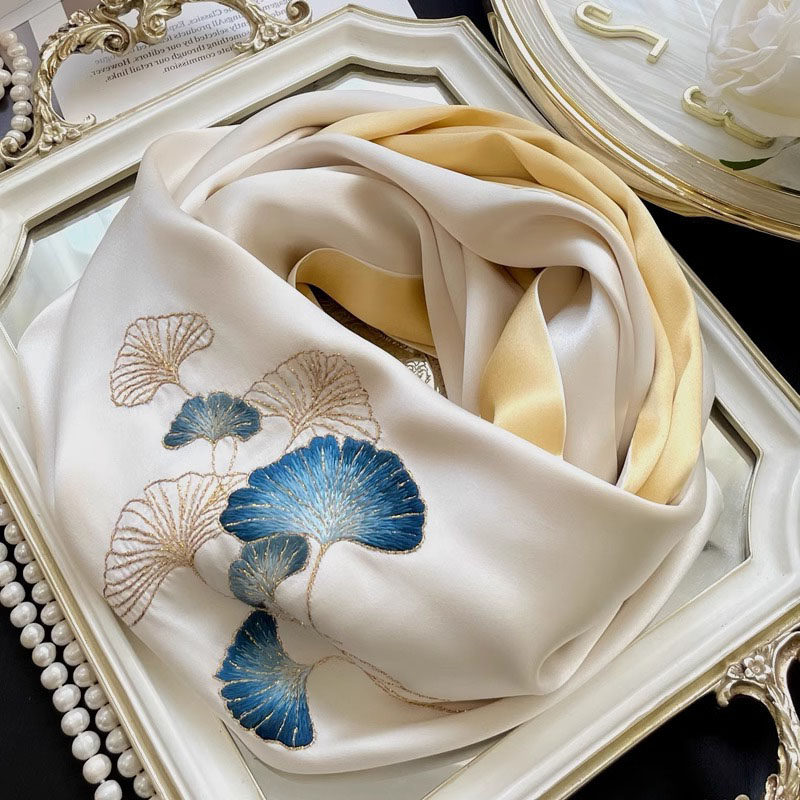 苏绣丝巾妈妈披肩外搭高档丝绸真丝双层色桑蚕丝刺绣围巾女礼盒装