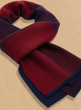 高端100%羊绒红色围巾女款2025新款冬季韩版加厚保暖格子围脖丝巾