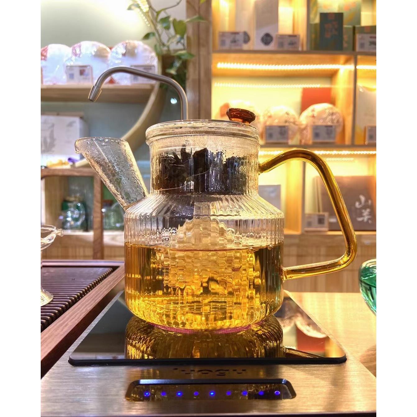 奇高玻璃蒸茶壶家用耐高温蒸汽煮茶壶烧水壶黑晶炉煮茶器泡茶壶
