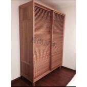 定制全屋北美进口黑胡桃木全实木衣柜北欧风樱桃木衣橱拉门简约