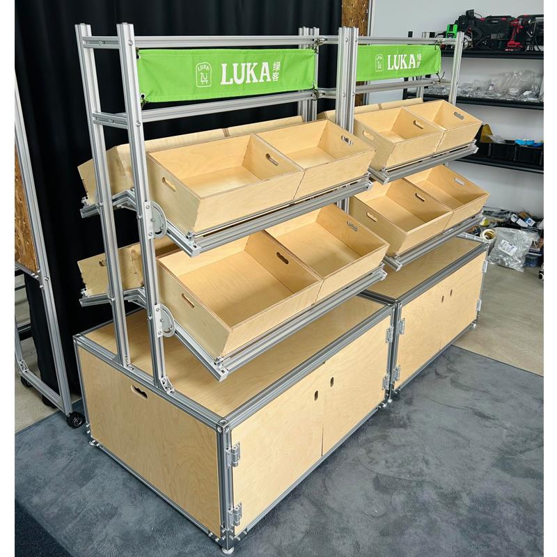 创意铝型材桦木工业风货架果蔬收纳展示柜仓储家具定制多层陈列架