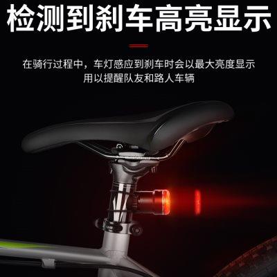 自行车尾灯智能感应刹车灯充电车灯山地车公路车夜骑警示灯爆闪灯