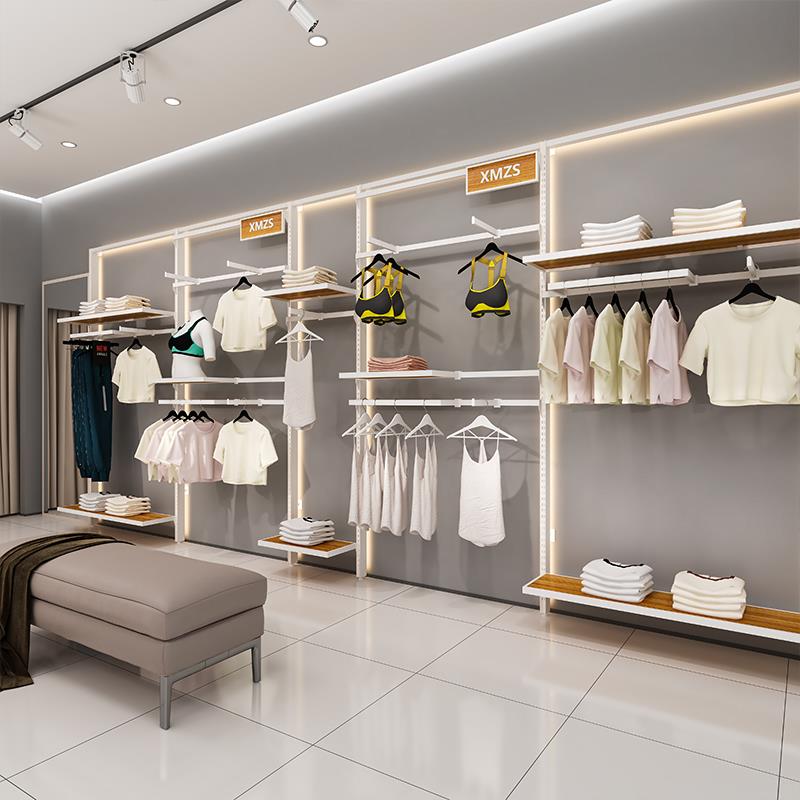 服装店展示架男女装店货架挂衣架中岛架家纺店内衣货架上墙陈列架