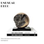 现代简单 客厅软装 青铜几何球饰品书籍重量模型房售楼处 书房