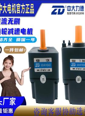 ZD中大力德直流无刷霍尔有感可调速方箱齿轮减速电机24V/48V/220V