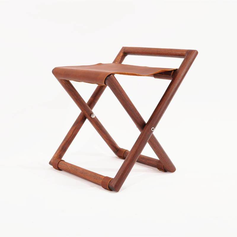 折叠小凳子 红木马扎 便携式头层牛皮椅子钓鱼简易家用新品实木凳