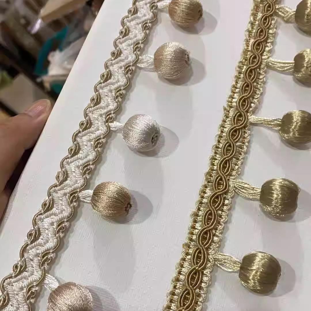 一鸣窗饰全新高端木珠蕾丝优雅丝绸木珠流苏挂珠装饰帘头花边