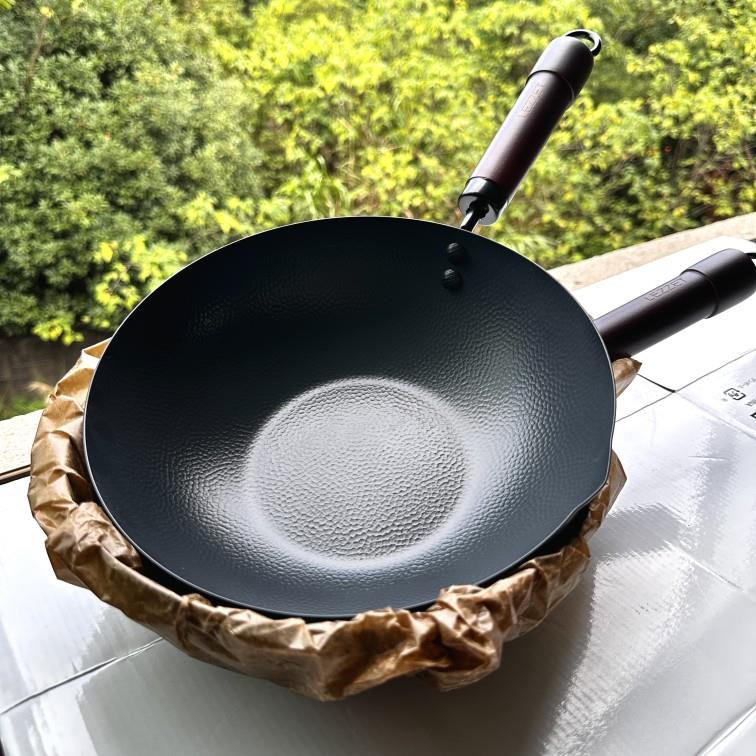 虞妈妈 24cm平底锤纹极铁锅无涂层炒锅燃气电磁炉通用