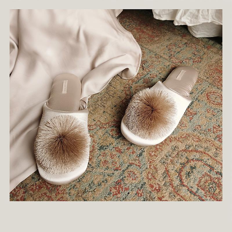 forhome流苏球球轻奢女士家居拖鞋ins风室内静音防滑拖地板拖鞋