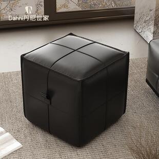 客厅真皮沙发凳矮凳实木茶几凳方凳入户门换鞋凳轻奢高级感化妆凳