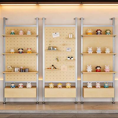 桦木海洋板铝挤型材料展示架顶天立地陈列架样品柜洞洞板展示柜置