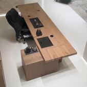 新中式 实木茶桌椅组合简约黑胡桃木茶室茶台办公室泡茶桌原木风