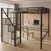 铁艺上层高架床简约小户型上床下桌公寓铁架床省空间钢架床多功能