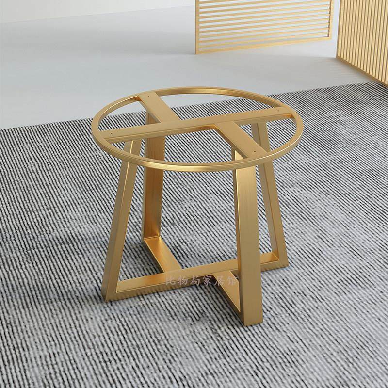 轻奢岩板不锈钢桌脚支架瓷砖茶几底座奢石大理石餐桌腿金属圆桌架