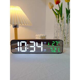 大数字时间电子钟充电时钟桌面摆放台式闹钟LED显示静音客厅挂钟