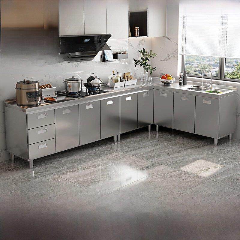 304集成不锈钢厨房柜简单炉集成水槽存储家庭存储餐具柜