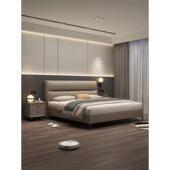 层牛皮床实木现代简约主卧室床轻豪华意大利极简双人储物小公寓皮