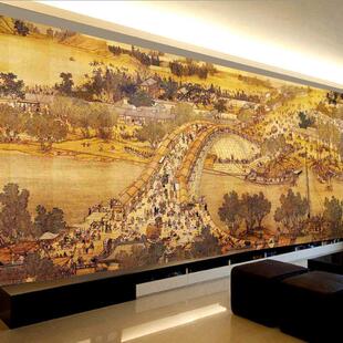 清明江图钻石画2024满钻新客厅十字绣中式山水2025砌体贴纸