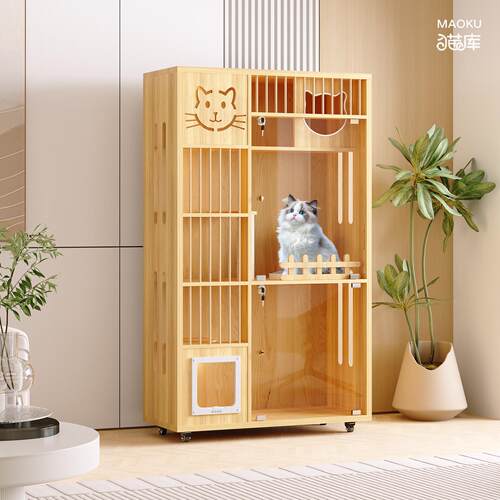 实木猫别墅家用室内猫笼子猫柜防水猫房豪华猫舍猫咖大空间不占地