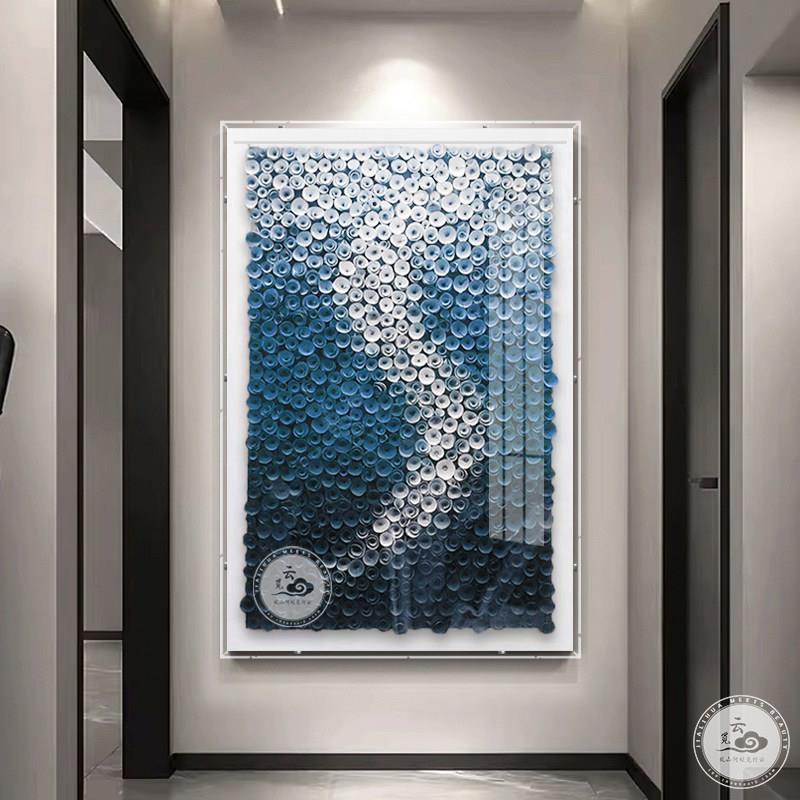 现代玄关装饰画亚克力装置画立体木花实物画设计师专用样板间挂画