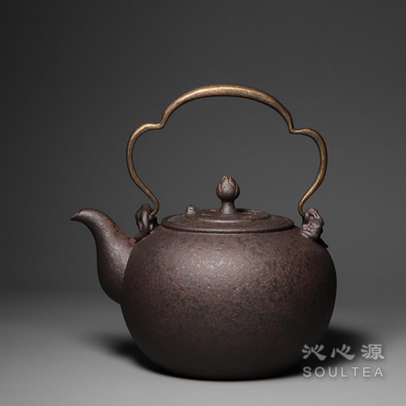 台湾风清堂五行壶老岩泥烧水壶岩矿煮茶壶碳火炉陶壶台湾原产