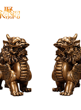 热销貔貅摆件一对玄关踩八卦招财装饰礼品仿铜公母办公室家居客厅