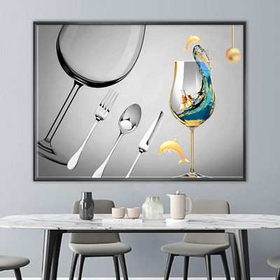 热销饭厅装饰画酒柜餐桌墙画客厅玄关自粘壁画酒杯饭厅桌墙面遮丑