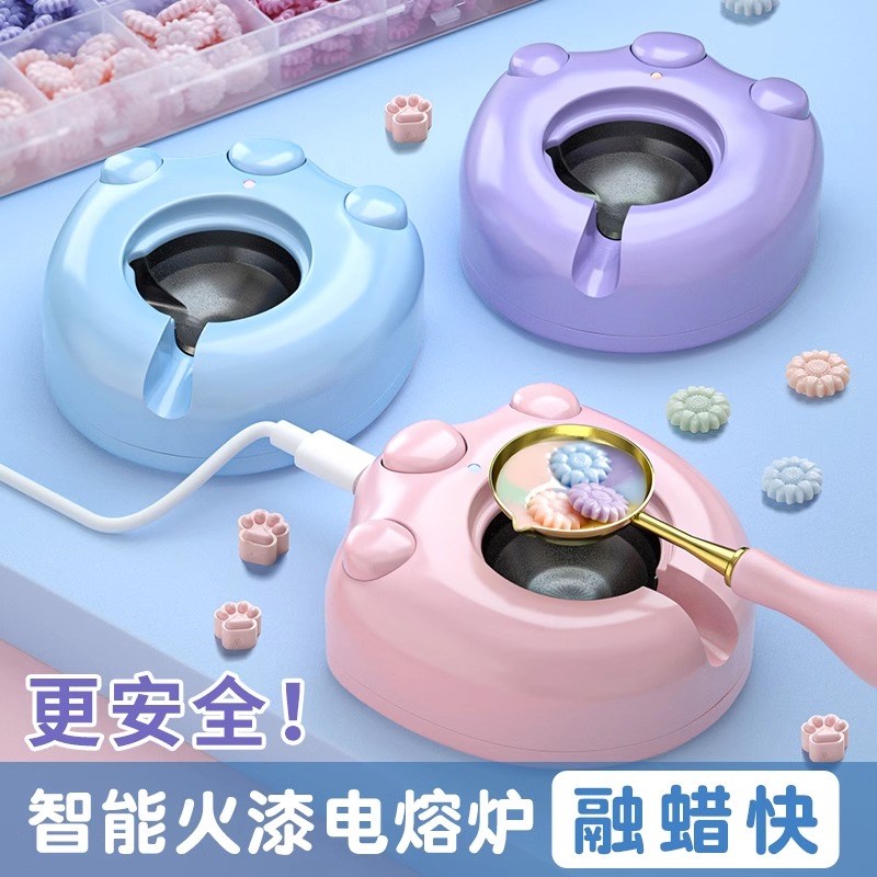 热销火漆印章猫爪电熔炉套装全套火漆蜡粒融蜡工具配件新款可爱猫