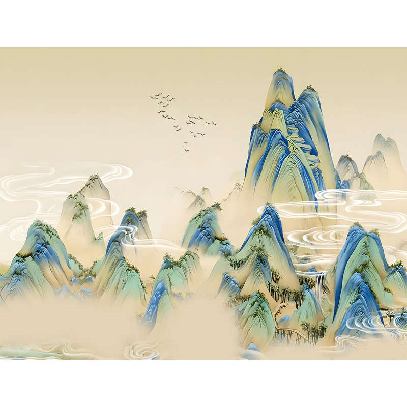 热销新中式环保无缝墙布现代简约壁纸卧室客厅沙发电视背景墙定制