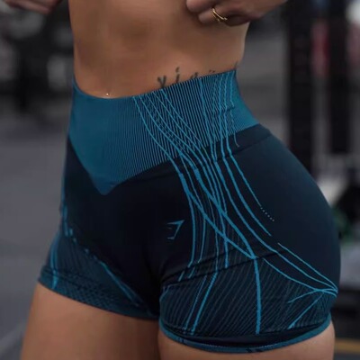 鲨鱼无缝针织健身运动女士短裤