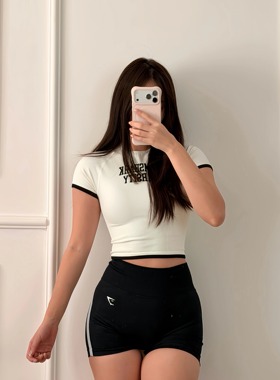 TTWOLVES独家！鲨鱼学院复古风女士无缝针织健身运动短款短袖S99