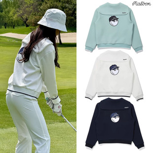 2025秋冬季韩国MALBON高尔夫女装运动时尚半拉链卫衣翻领长袖外套