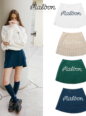 韩国25高尔夫女装MALBON防走光短裙运动速干不规则A字时尚百褶裙