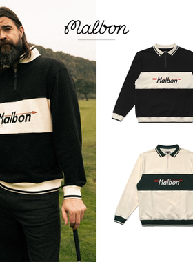 25秋季韩国MALBON高尔夫服装男款运动时尚翻领半拉链长袖宽松卫衣