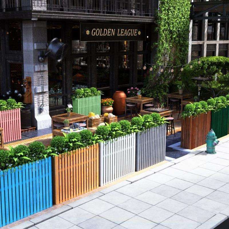 QX花槽隔断户外花架栅栏防腐木花箱长方形花盆屏风实木围栏咖啡餐