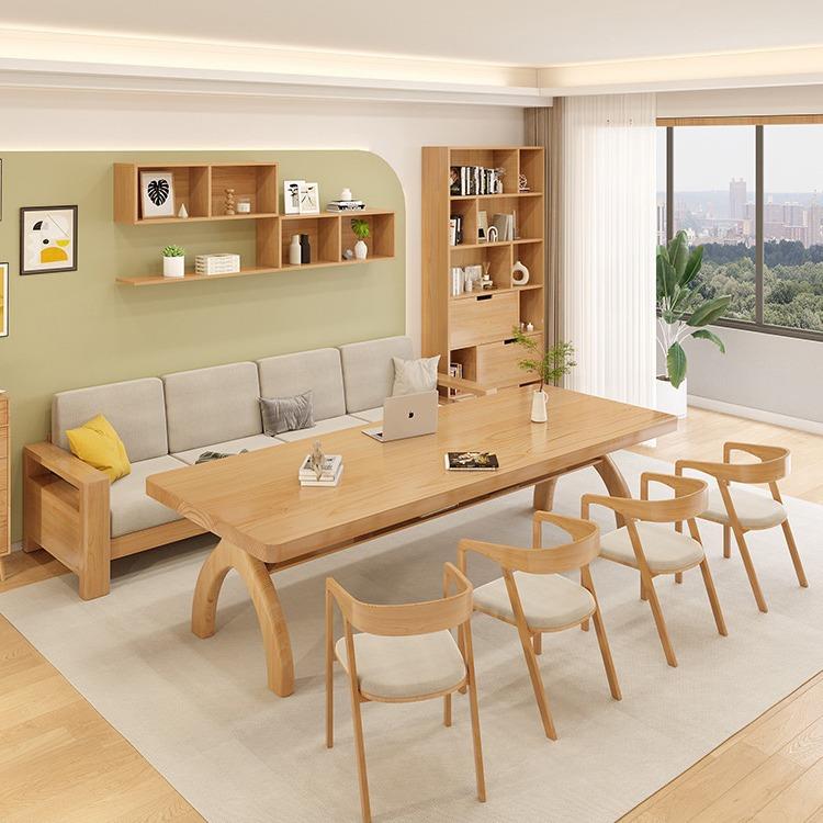 北欧实木大长书桌去客厅化沙发学习桌子书法桌现代简约办公桌原木